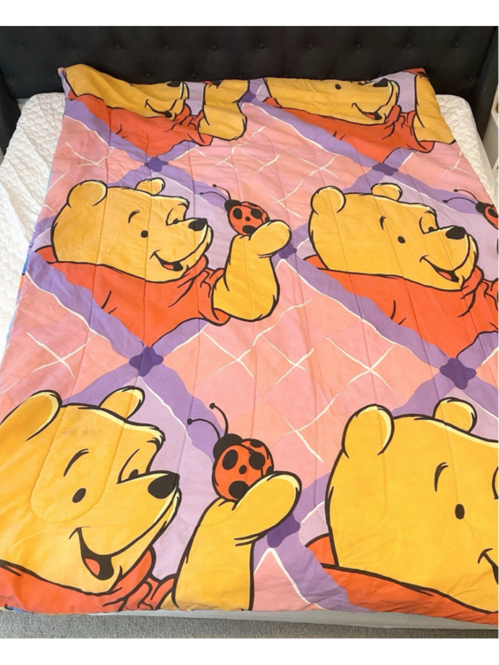 Vintage 90s Disney Winnie the Pooh Tigger Reversible Comforter 61x83